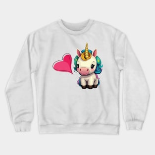 Cute baby unicorn with heart Crewneck Sweatshirt